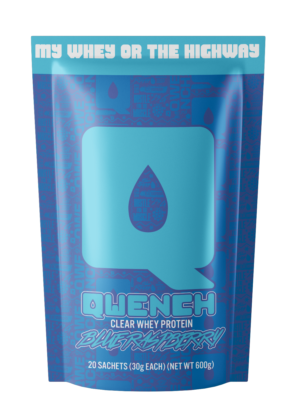 QWENCH Clear Whey Protein - Blue Raspberry - Tastes Like Juice - 22g packets