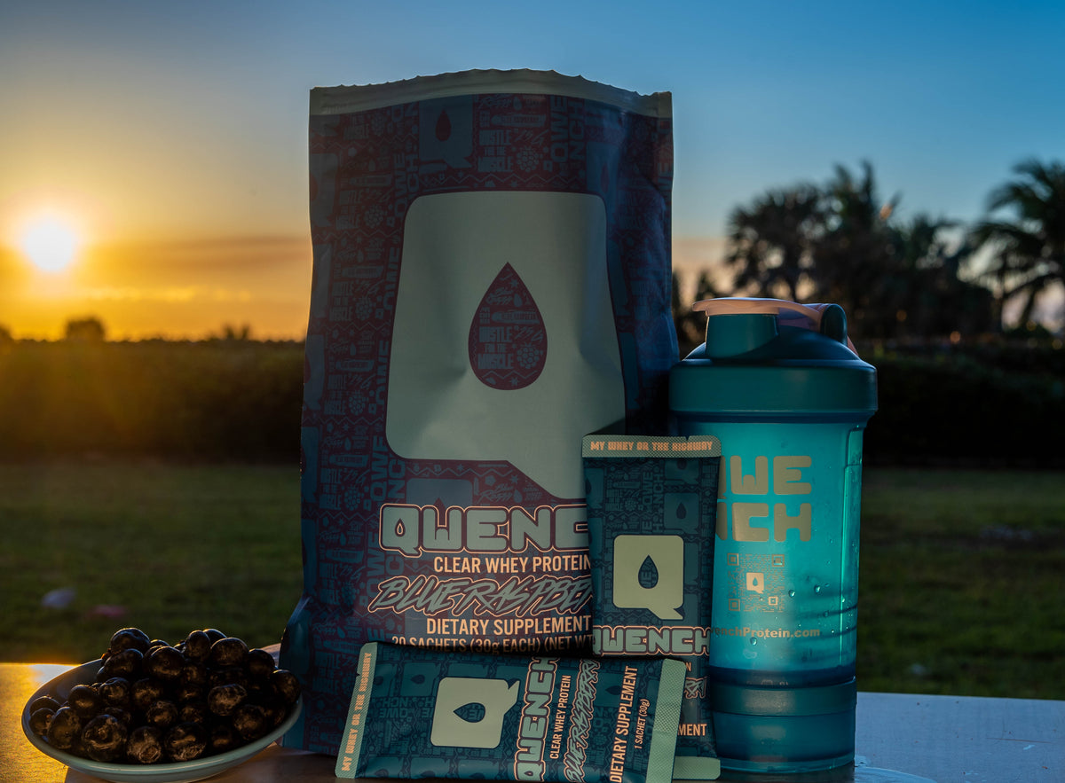 QWENCH Clear Whey Protein - Blue Raspberry - Tastes Like Juice - 22g packets