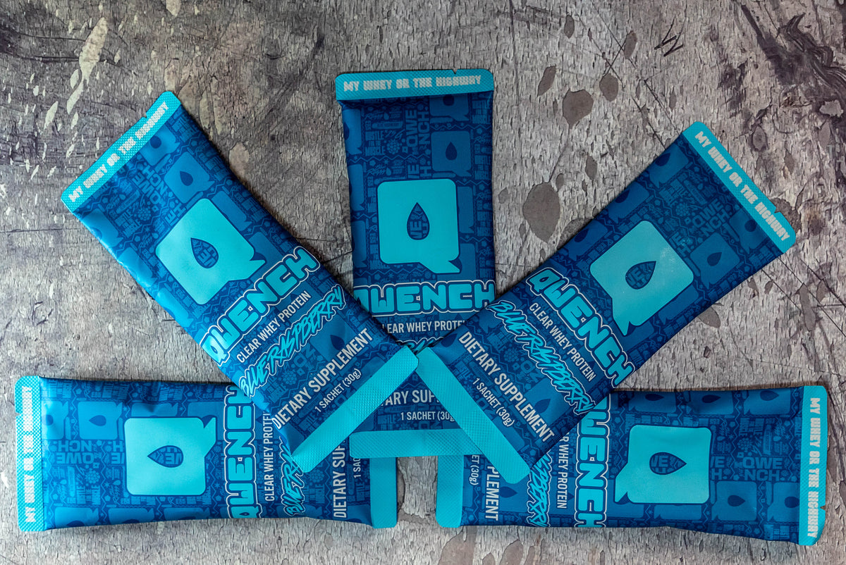 QWENCH Clear Whey Protein - Blue Raspberry - Tastes Like Juice - 22g packets