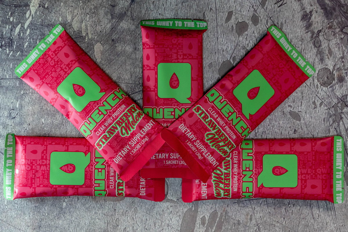 QWENCH Clear Whey Protein - Strawberry Melon- Tastes Like Juice - 22g packets