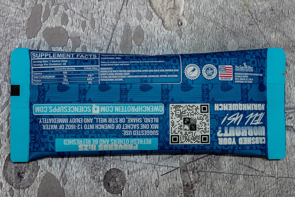 QWENCH Clear Whey Protein - Blue Raspberry - Tastes Like Juice - 22g packets
