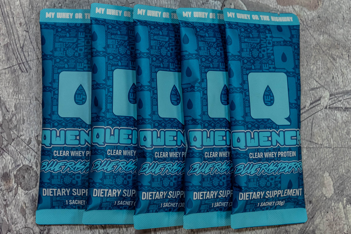 QWENCH Clear Whey Protein - Blue Raspberry - Tastes Like Juice - 22g packets