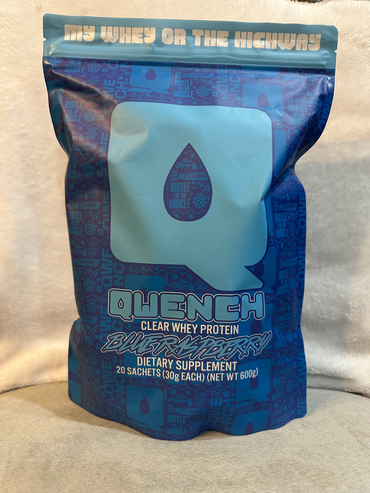 QWENCH Clear Whey Protein - Blue Raspberry - Tastes Like Juice - 22g packets