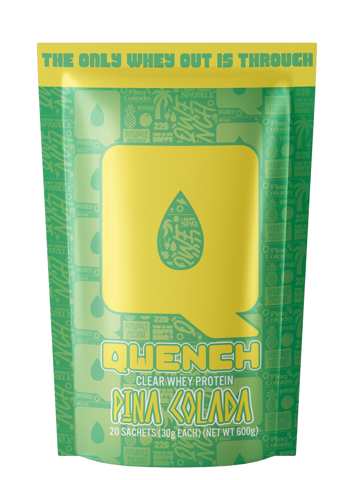 QWENCH Clear Whey Protein - Pina Colada - Tastes Like Juice - 22g packets